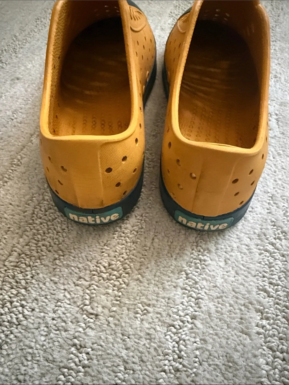 Native Kids Slip-On Water Shoes in Mustard and Navy Toe